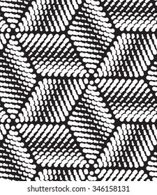 Vector seamless pattern. Modern hipster background. Repeating geometric tiles with filled with dots. Illusion