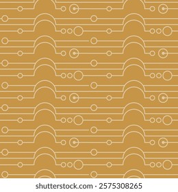 Vector seamless pattern of modern and minimalist design style. White line on brown background, use line to create optical shape.