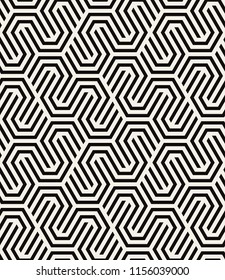 Vector seamless pattern. Modern monochrome texture. Repeating abstract background. Trendy design with geometric shapes. Striped bold print.