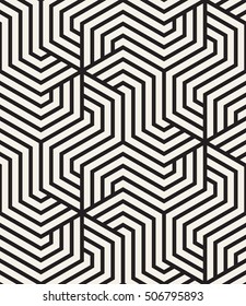 Vector seamless pattern. Modern monochrome texture. Repeating abstract background. Trendy design with geometric shapes. Stylish hipster print based on a hexagonal grid.