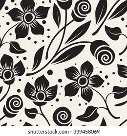 Vector seamless pattern. Modern repeating floral texture. Fancy print with stylized flowers.