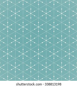 Vector Seamless Pattern. Modern Snowflake Texture. Repeating Geometric Christmas Background With Triangles And Dots.