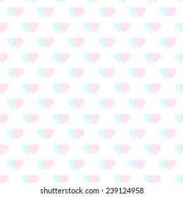 Vector seamless pattern. Modern style. Multicolored hearts. 