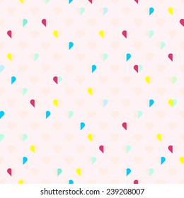 Vector seamless pattern. Modern style. Multicolored hearts