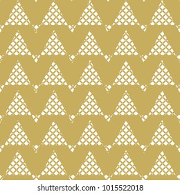 Vector seamless pattern. Modern stylish texture. Repeating geometric tiles with triangles.Small rhombuses form triangular ornament.Gold and white