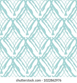 Vector seamless pattern. Modern stylish texture. Repeating geometric tiles with a grid of rhombuses.White and blue