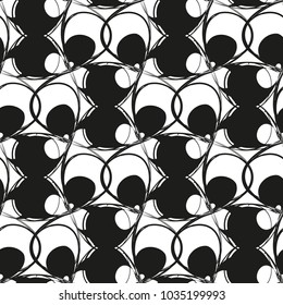 Vector seamless pattern. Modern stylish texture. Repeating geometric tiles with linear circles.Black and white