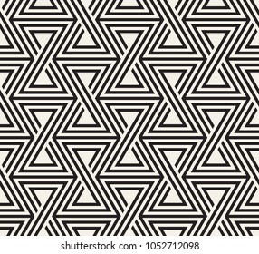 Vector seamless pattern. Modern stylish texture. Repeating geometric tiles with striped triangles. Hipster monochrome print. Trendy graphic design.