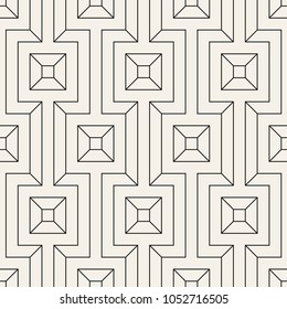 Vector seamless pattern. Modern stylish texture. Geometric ornament with thin rotated squares. Monochrome linear grid.