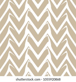 Vector seamless pattern. Modern stylish texture with zigzag stripes. Geometric abstract background.Light brown and white