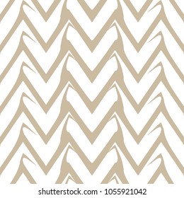 Vector seamless pattern. Modern stylish texture with zigzag stripes. Geometric abstract background.White and light brown