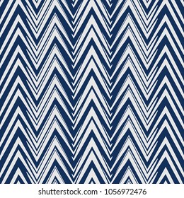 Vector seamless pattern. Modern stylish texture with zigzag stripes. Geometric abstract background.Dark blue color
