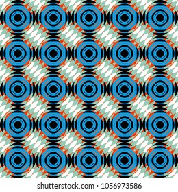 Vector seamless pattern. Modern stylish texture. Repeating geometric black, magenta and blue tiles. Trendy contemporary graphics.