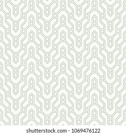 Vector seamless pattern. Modern stylish texture with outline zigzag geometric shapes. Regularly repeating irregular polygonal shapes. Thin line. Wave.