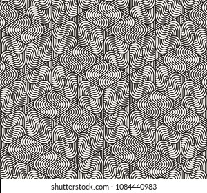 Vector seamless pattern. Modern stylish abstract texture. Repeating geometric tiles from striped elements