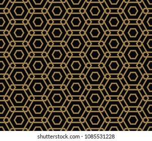 Vector seamless pattern. Modern stylish texture. Repeating geometric tiles with halves of hexagons. Contemporary graphic design. Trendy hipster monochrome print.