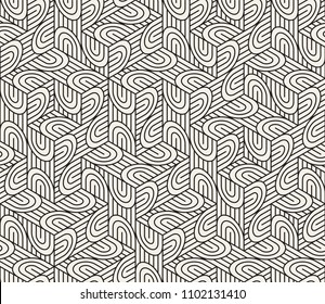 Vector seamless pattern. Modern stylish abstract texture. Repeating geometric tiles from striped elements