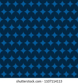Vector seamless pattern. Modern stylish texture. Repeating geometric tiles rhombus in blue colors and the background is seal brown color. Retro style.