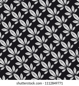 Vector seamless pattern. Modern stylish texture. Repetition of geometric tiles with abstract flowers.