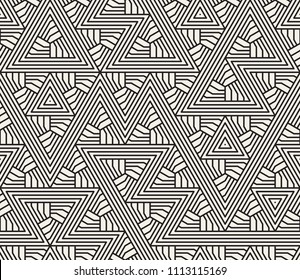 Vector seamless pattern. Modern stylish abstract texture. Repeating geometric tiles from striped elements
