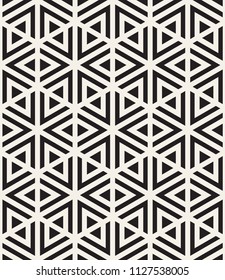 Vector seamless pattern. Modern stylish texture. Repeating geometric tiles with bold triangles. Contemporary graphic design. Trendy hipster monochrome print.