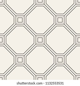 Vector seamless pattern. Modern stylish texture. Geometric ornament with thin rotated squares. Monochrome linear grid.