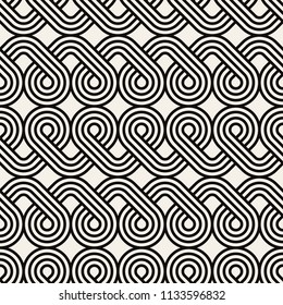 Vector seamless pattern. Modern stylish texture. Repeating geometric background. Striped ribbon forms a geometric pattern