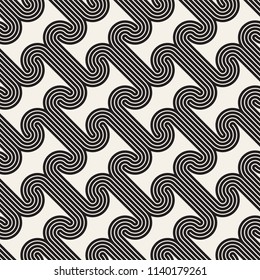 Vector seamless pattern. Modern stylish texture. Repeating geometric background. Striped ribbon forms a geometric pattern