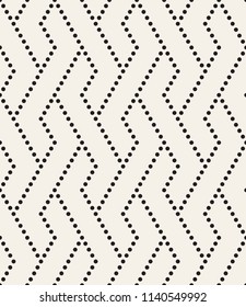 Vector seamless pattern. Modern stylish texture. Repeating geometric tiles with dotted zigzag.