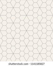 Vector seamless pattern. Modern stylish texture with thin monochrome trellis. Repeating geometric hexagonal grid. Simple graphic design. Trendy hipster sacred geometry.