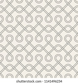 Vector seamless pattern. Modern stylish texture. Repeating abstract background. Monochrome geometric texture with waving tapes.
