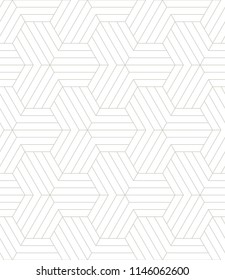 Vector seamless pattern. Modern stylish texture. Repeating geometric background with linear hexagonal grid. Neutral pale wallpaper.