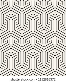 Vector seamless pattern. Modern stylish texture. Repeating geometric tiles with weaved hexagonal grid. Hipster monochrome print. Trendy graphic design.