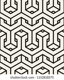 Vector seamless pattern. Modern stylish texture. Repeating geometric tiles with weaved hexagonal grid. Hipster monochrome print. Trendy graphic design.