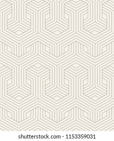 Vector seamless pattern. Modern stylish texture. Repeating geometric tiles with linear hexagonal grid. Hipster monochrome print. Trendy graphic design.