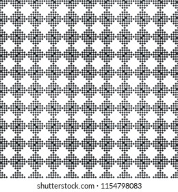 Vector seamless pattern. Modern stylish texture. Regularly repeating geometrical ornament with small rhombuses, crosses, checks. Classical abstract textured background.