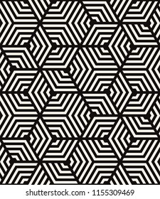 Vector seamless pattern. Modern stylish texture. Repeating geometric tiles with hexagonal elements. Bold grid with chevron.