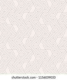 Vector seamless pattern. Modern stylish texture. Repeating geometric tiles with linear hexagonal grid. Hipster monochrome print. Trendy graphic design.