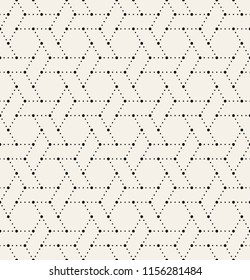 Vector seamless pattern. Modern stylish texture. Repeating geometric tiles with dotted hexagons. Regular hipster background. Small circles form hexagonal minimalistic ornament.