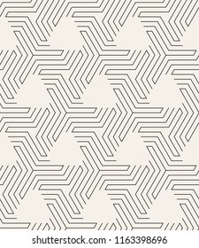 Vector seamless pattern. Modern stylish texture. Repeating geometric tiles. Linear grid with striped hexagons. Hexagonal geometric background. Contemporary graphic design.