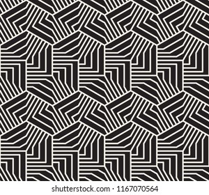 Vector seamless pattern. Modern stylish abstract texture. Repeating geometric tiles from striped elements