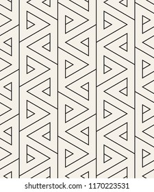 Vector seamless pattern. Modern stylish texture. Repeating geometric tiles with thin linear triangles. Hipster monochrome print. Trendy graphic design. Can be used as swatch for illustrator.