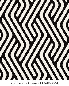 Vector seamless pattern. Modern stylish texture. Repeating geometric background. Striped rounded bold zigzag elements. Bold graphic design. Can be used as swatch for illustrator.