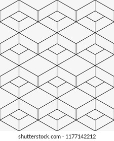  Vector seamless pattern. Modern stylish texture. Repeating geometric tiles with a grid of rhombuses.