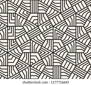 Vector seamless pattern. Modern stylish abstract texture. Repeating geometric tiles from striped elements
