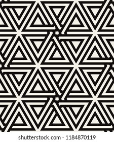 Vector seamless pattern. Modern stylish texture. Repeating geometric tiles with striped triangles. Hipster monochrome print. Trendy graphic design. Can be used as swatch for illustrator.