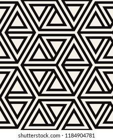 Vector seamless pattern. Modern stylish texture. Repeating geometric tiles with striped triangles. Hipster monochrome print. Trendy graphic design. Can be used as swatch for illustrator.