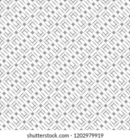 Vector seamless pattern. Modern stylish texture with regularly repetition stars, small rhombuses, thin lines. Trendy geometric abstract background.