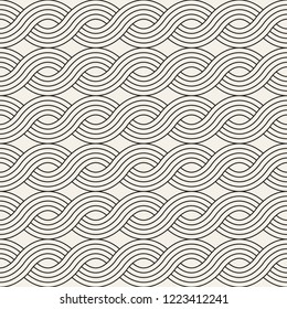 Vector seamless pattern. Modern stylish abstract texture. Repeating rounded wavy geometric tiles from striped elements