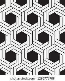  Vector seamless pattern. Modern stylish texture. Repeating geometric tiles with hexagonal grid.